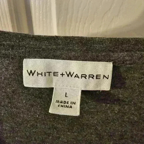 White + Warren Cotton Modal Blend Gray Long Sleeve Top Size L - Picture 2 of 4